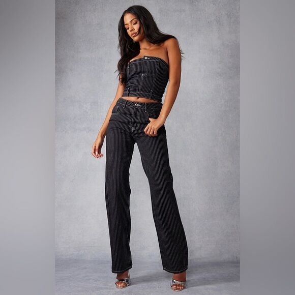 Chaps Black and White Striped Jeans size 10 - Picture 1 of 4